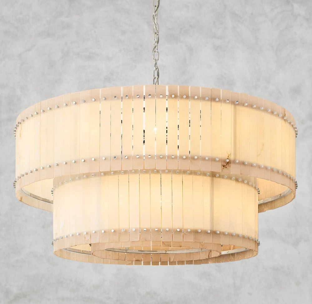 San Marco Alabaster Round Tiered Chandelier 22", 37", 48", 60"